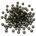 Schwarze 4x7mm Acrylperlen flach-rund mit goldenem Buchstaben P für DIY Schmuck - Buchstabe P / 50 Stück/Packung (4x7mm)