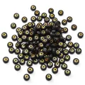 4x7mm schwarze Acrylperle flach-rund mit goldenem Buchstaben Q für DIY-Schmuck - Buchstabe Q / 50 Stück/Packung (4x7mm)