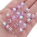 8mm purple iridescent cube acrylic beads for DIY handmade bracelets and jewelry making - Purple