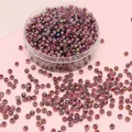 DIY purple AB coated 4mm glass seed beads with metallic finish in clear storage container - 4mm 10g/Pack / Red