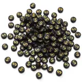 Schwarze Acryl-Flachrundperle mit goldenem Buchstaben S für DIY-Halsketten und Armbänder - Buchstabe S / 50 Stück/Packung (4x7mm)