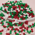 Red green and white Christmas DIY polyester pom poms for creative crafts and decor - Pack of 200 / 0.8cm / Christmas Style