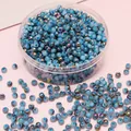 Mix of 4mm light blue glass seed beads with iridescent finish in a storage container - 4mm 10g/Pack / Indigo Blue