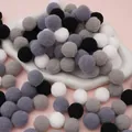 DIY plush pompoms in black, white, and grey shades for Christmas craft decorations - 50 Pieces / 2cm / Black & White Series