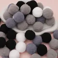 Neutral gray and white DIY plush polyester pom-poms for creative holiday crafts - 20 Pieces Set / 3cm / Black & White Series