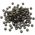Schwarze Acryl-Perlen mit goldenem Buchstaben U für DIY Armbänder und Halsketten - Buchstabe U / 50 Stück/Packung (4x7mm)