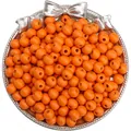 Vibrant orange matte round wooden beads for handmade jewelry DIY crafts and bracelets - Spring Orange Red