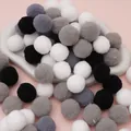 DIY plush pompoms set in black white and grey tones for creative handmade Christmas decor - 30Pcs Pack / 2.5cm / Black & White Series