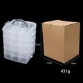 Five-layer transparent plastic jewelry storage box with grey handle and 21cm height - Large Capacity Multi-layered Style (PBB052)