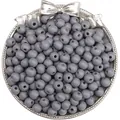 Dark grey matte painted wooden round beads for handmade DIY jewelry bracelets - Winter Grey