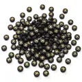 Schwarze flache Acrylperlen mit goldenem Buchstaben X für DIY Schmuckarmbänder - Buchstabe X / 50 Stück/Packung (4x7mm)