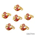 Gold koi fish pendant charms with red enamel Fu character for DIY jewelry making 13x17mm - Blessing Koi Fish Style