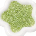 Light green 4mm aurora glass seed beads with iridescent finish in a white ceramic dish - 4mm (10g/Pack) / Grass Green