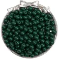 8-10mm dark green painted wooden round beads with center hole for DIY jewelry making - Winter Deep Green