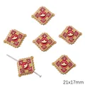 Five pieces of 21x17mm red and gold copper koi beads with ingot and blessing motifs - Auspicious and Safe Style