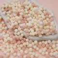 Mix of white and beige polyester pom poms for DIY Christmas decorations and crafts - Pack of 200 / 0.8cm / Milk Tea Colors