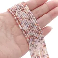 Detailed view of 2mm multi-color faceted square glass beads for DIY jewelry making - 2mm (Aperture approx 0.5mm), 45cm/Strand, approx 180 Beads / Peach Milk Candy