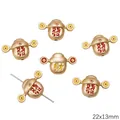 Golden koi fortune beads 22x13mm with Chinese characters for DIY jewelry making - Fortune Style
