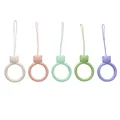 Porte-clés en silicone en cinq couleurs pastel avec accents de tête d'ours - Style Ours - Couleurs Macaron (Modèle 03) / 5 Pièces