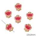 13x14mm red enamel tulip flower beads in gold-plated copper for DIY jewelry making - Tulip Style