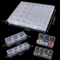 Transparent plastic storage organizer box with removable multi-grid sorting strips - Transparent Mixed Grid Style (#08) / 28 Small Grids + 15 Medium Grids (1 Box/Pack)