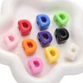 Colorful acrylic capital letter D beads for DIY jewelry and bracelet making - Letter D / 10 Pieces Pack / Random Mixed Colors