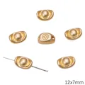 Matte gold sycee ingot bead 12x7mm for DIY jewelry making with threaded hole - Ingot Style