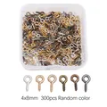 Mix van 4x8mm oogschroeven in zes metaalkleuren met doos voor doe-het-zelf sieraden - Oogschroefhaken / 300 Stuks/Pak (4x8mm) / Willekeurig Gemengde Kleuren