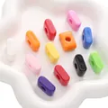 Perles rectangulaires en acrylique coloré pour la fabrication de bracelets DIY - Largeur 14-21mm Hauteur 20-21mm Trou 5mm 500g/Paquet / Lettre I Couleurs Mélangées Aléatoires (Environ 233 pcs)