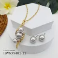 Elegante gouden slang sieradenset met paarse parels en druppelvormige hangers - Paars Zwart