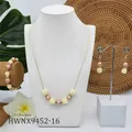 Parure bijoux perles hawaïenne avec collier bracelet et boucles d'oreilles tulipe - Tulipe Dépolie Rose Clair(HWNX9452-16)