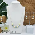 Ensemble bijoux perles 23+2 pouces incluant collier, bracelet et boucles d'oreilles - Perle Conique Bleu Clair(HWNX9452-19)
