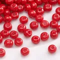 Perline di vetro rosso brillante lucidato con alta lucentezza e fori lisci per gioielli - Stile #06 / 3mm (circa 220 pezzi) / Rosso Brillante