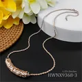 Rose gold curved hollow floral tube pendant necklace on twisted chain 22+3 inches - Rose Gold Style (HWNX9368-3)