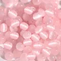 Perline in vetro rosa occhio di gatto con glitter per la creazione di gioielli DIY - Stile Tondo con Glitter Effetto Occhio di Gatto Rosa (BBG087)