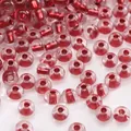 Perline in vetro rosso traslucido con anima argentata per creazione gioielli fai da te - Stile #17