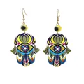 Böhmische Hamsa-Hand Acryl-Ohrhänger mit bunten Mustern und bösem Blick Perle - Buntes Mandala Stil 3