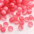 Perle rotonde rosa in vetro con superficie strutturata per gioielli fai-da-te - Stile #39