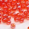Perle tonde in vetro rosso arancio traslucido con finitura lucida per gioielli fai-da-te - Stile #34