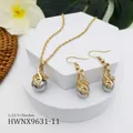 Elegantes Schmuckset in Gold mit grauen Perlen, bestehend aus Halskette und Ohrringen - Grauer Stil (HWNX9631-11)