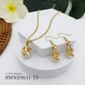 Goldenes Perlenschmuckset mit Muschelspirale Halskette und Ohrringen auf Dekor - Cremeweißer Stil (HWNX9631-13)