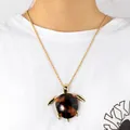 Modische Schildkröten-Halskette mit Schildpatt-Resin und vergoldeter Kette für Damen - Schildpatt Schildkröte Halskette (HWNX9682N-3)