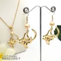 Parure de bijoux dorée motif raie manta avec perles et fleurs pour l'été - Style Perle Beige Courbe Abstraite (HWXS1193-7)
