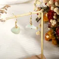 Handmade asymmetrical green crystal stone earrings with gold stainless steel hooks - Amazonite