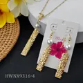 Hawaiian frangipani jewelry set with rectangular floral pendants and white pearls - White Pearl Style (HWNX9316-4)