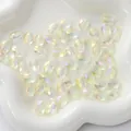 Faceted oval crystal beads with AB rainbow coating for handmade DIY jewelry crafts - Flat Oval 8x11mm, Hole Approx 1mm, 10 Pieces/Pack / Transparent Beige
