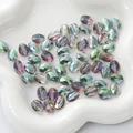 Faceted oval crystal beads with purple and green AB coating for DIY jewelry making - Flat Oval 8x11mm, Hole Approx 1mm, 10 Pieces/Pack / Transparent Light Purple