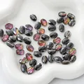 Faceted oval crystal beads with iridescent metallic purple and gold finish for DIY crafts - Flat Oval 8x11mm, Hole Approx 1mm, 10 Pieces/Pack / Transparent Dark Purple