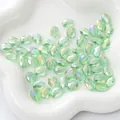 Faceted oval light green crystal beads with AB coating for DIY jewelry making - Flat Oval 8x11mm, Hole Approx 1mm, 10 Pieces/Pack / Transparent Light Green