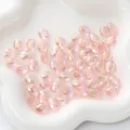Faceted iridescent light pink crystal oval beads for DIY necklaces and bracelets - Flat Oval 8x11mm, Hole Approx 1mm, 10 Pieces/Pack / Transparent Pink